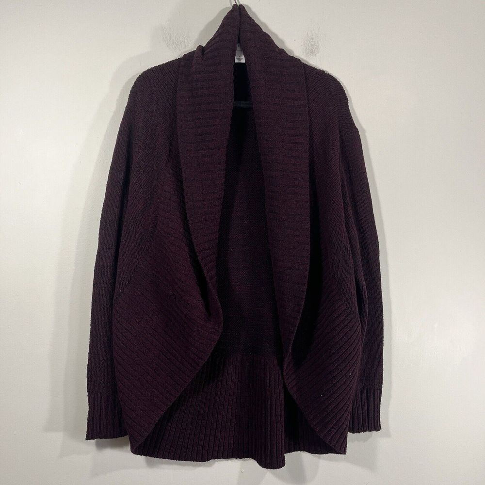 Pure Energy Heathered Dark Purple Womens Open Front Cardigan‎ Sweater X